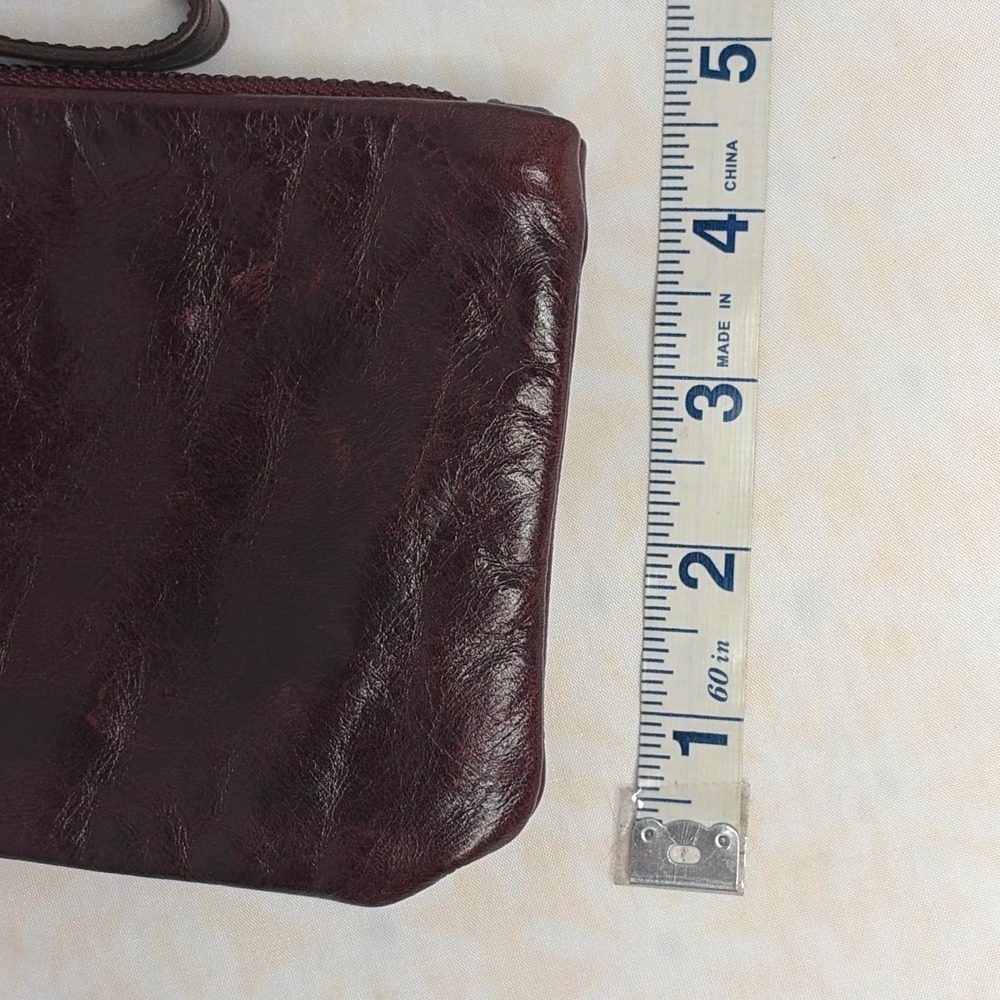 Rough & Tumble Custom Leather Wristlet Clutch Burgundy Floral Lined Maine Made - Picture 4 of 4